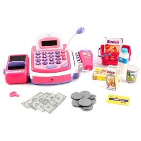 ymctoys أمين الصندوق TOY Cash Record PlaySet | تظاهر اللعب مجموعة للأطفال | لعبة السوبر ماركت السوبر ماركت الملونة مع الميكروفون والأصوات | هدية مثالية للأطفال الصغار والمدرسون قبل المدرسة