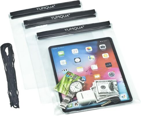 Waterproof Bags Large Size 3 Pack, Clear Watertight Pouch Holder for Document Map Camera Mobile Phone Car Key, fits Kayaking Boating Hiking Water Sports in Kuwait