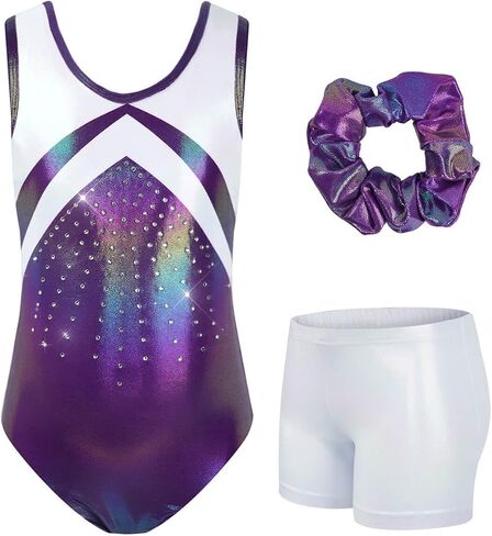 JiAmy Gymnastics Leotards for Girls with Shorts Sparkly Ballet Dance Outfit Activewear for Girls 5-10 Years in Saudi Arabia