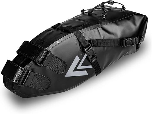 Waterproof Bicycle Saddle Bag - 10L Roll-Top Closure Cycling Bike Seat Bag Under Seat Storage Pack for Mountain Road Bike Travel (Grey) in Kuwait
