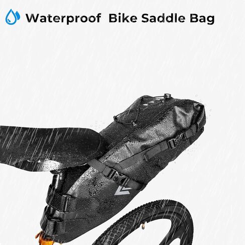 Waterproof Bicycle Saddle Bag - 10L Roll-Top Closure Cycling Bike Seat Bag Under Seat Storage Pack for Mountain Road Bike Travel (Grey) in Kuwait