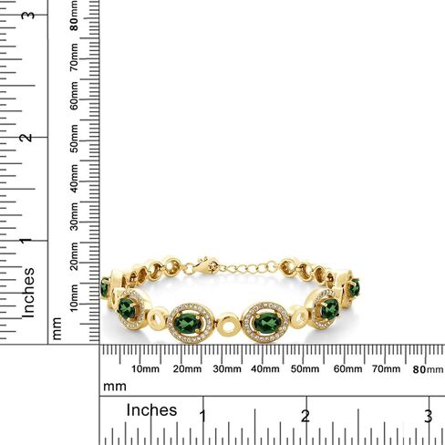Gem Stone King 18K Yellow Gold Plated Silver Green Mystic Topaz Tennis Bracelet For Women (7.92 Cttw, Oval 7X5MM, 7 Inch with 1 Inch Extender) in Saudi Arabia