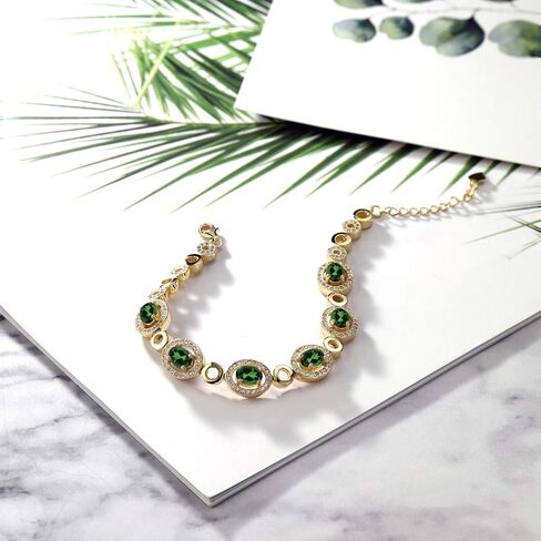 Gem Stone King 18K Yellow Gold Plated Silver Green Mystic Topaz Tennis Bracelet For Women (7.92 Cttw, Oval 7X5MM, 7 Inch with 1 Inch Extender) in Saudi Arabia