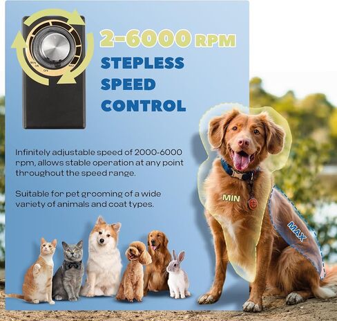 Pet Grooming Clippers 280W للمعاطف الثقيلة السميكة ، 2000-6000 دورة في الدقيقة تحكم في السرعة بدون خطوة وسلك طاقة 10 أقدام ، ضوضاء منخفضة <50dB ، مجموعة الكلاب مع شفرة إضافية قابلة للفصل (280W) in Kuwait