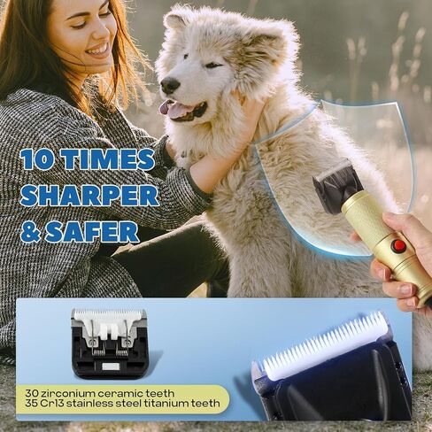 Pet Grooming Clippers 280W للمعاطف الثقيلة السميكة ، 2000-6000 دورة في الدقيقة تحكم في السرعة بدون خطوة وسلك طاقة 10 أقدام ، ضوضاء منخفضة <50dB ، مجموعة الكلاب مع شفرة إضافية قابلة للفصل (280W) in Kuwait