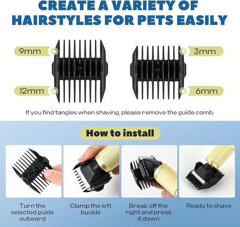 Pet Grooming Clippers 280W للمعاطف الثقيلة السميكة ، 2000-6000 دورة في الدقيقة تحكم في السرعة بدون خطوة وسلك طاقة 10 أقدام ، ضوضاء منخفضة <50dB ، مجموعة الكلاب مع شفرة إضافية قابلة للفصل (280W) in Kuwait