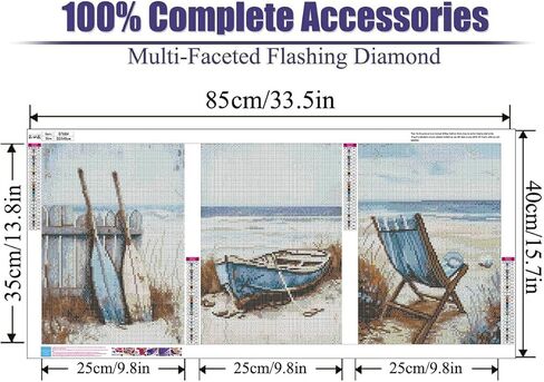 Clendo 3 Pack Diamond Art Kits - DIY 5D Beach Diamond Painting Kits for Beginners, DIY Full Drill Diamonds Painting Kits Pictures with Diamond Gem Art Home Wall Decor 12'' x16'' in Saudi Arabia
