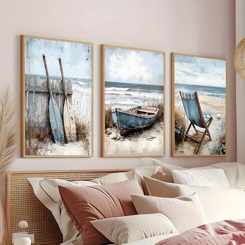 Clendo 3 Pack Diamond Art Kits - DIY 5D Beach Diamond Painting Kits for Beginners, DIY Full Drill Diamonds Painting Kits Pictures with Diamond Gem Art Home Wall Decor 12'' x16'' in Saudi Arabia