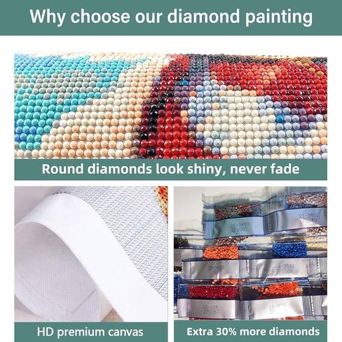 Clendo 3 Pack Diamond Art Kits - DIY 5D Beach Diamond Painting Kits للمبتدئين ، DIY Full Drill Diamonds Painting Picture مع Diamond Gem Art Wall Decor 12 'x16' ' in Kuwait