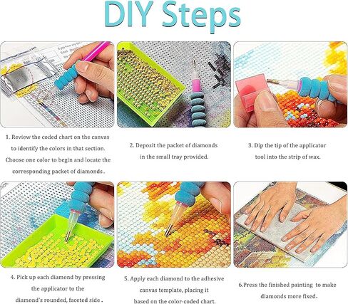 Clendo 3 Pack Diamond Art Kits - DIY 5D Beach Diamond Painting Kits للمبتدئين ، DIY Full Drill Diamonds Painting Picture مع Diamond Gem Art Wall Decor 12 'x16' ' in Kuwait