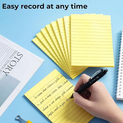 M&G 8 Pack Lined Sticky Notes, 3.5 X 5 inch 320 Sheets Post Large Ruled Post Stickies Super Sticking Strong Adhesive Sticky Notes for Office, Home, School, 8 Pads 40 Sheets/pad in Saudi Arabia