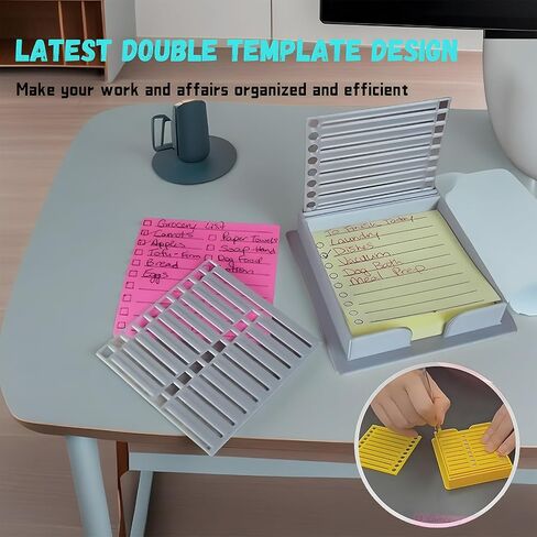 Sticky Note Stencil, Sticky Note Holder with Stencil 3x3 Sticky Note Line Stencil and Holder, Perfect for to-Do Lists, Home, Office, Sticky Notes Dispenser, Reusable Note Organizer (Black) in Saudi Arabia