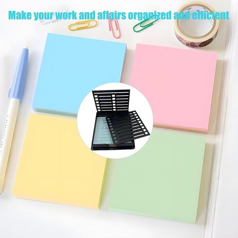 Sticky Note Stencil, Sticky Note Holder with Stencil 3x3 Sticky Note Line Stencil and Holder, Perfect for to-Do Lists, Home, Office, Sticky Notes Dispenser, Reusable Note Organizer (Black) in Saudi Arabia