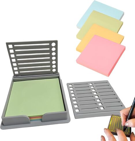 Sticky Note Stencil, Sticky Note Holder with Stencil 3x3 Sticky Note Line Stencil and Holder, Perfect for to-Do Lists, Home, Office, Sticky Notes Dispenser, Reusable Note Organizer (Black) in Saudi Arabia