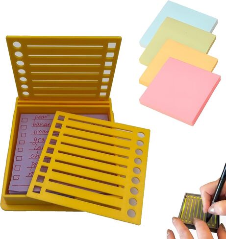 Sticky Note Stencil, Sticky Note Holder with Stencil 3x3 Sticky Note Line Stencil and Holder, Perfect for to-Do Lists, Home, Office, Sticky Notes Dispenser, Reusable Note Organizer (Black) in Saudi Arabia