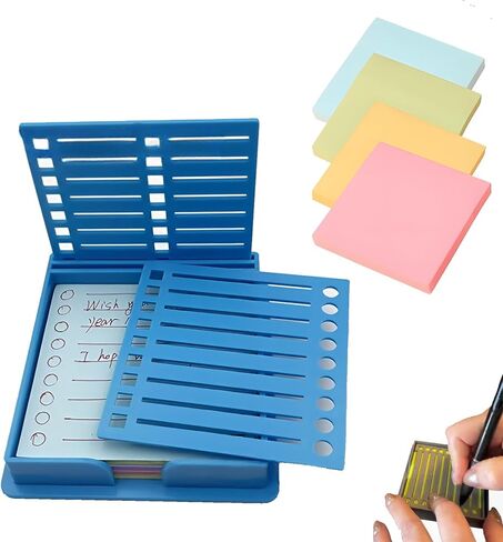 Sticky Note Stencil, Sticky Note Holder with Stencil 3x3 Sticky Note Line Stencil and Holder, Perfect for to-Do Lists, Home, Office, Sticky Notes Dispenser, Reusable Note Organizer (Black) in Saudi Arabia