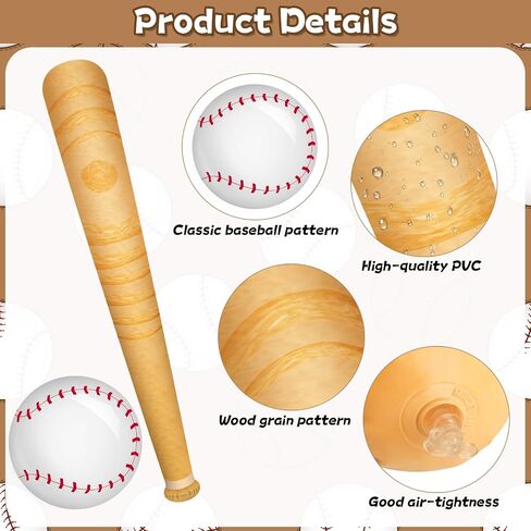5 Pcs Inflatable Baseball Set 10.6 Inch Beach Ball and 29.5 Inch Inflatable Baseball Bat Balloon Sports Balls Set for Birthday Party Summer Outdoor Activity Beach Pool Games Decor in Saudi Arabia