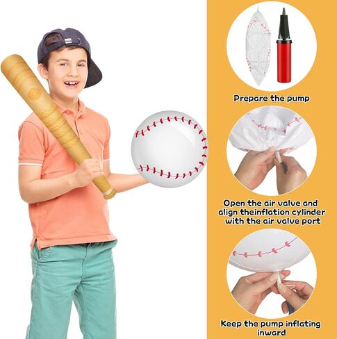 5 Pcs Inflatable Baseball Set 10.6 Inch Beach Ball and 29.5 Inch Inflatable Baseball Bat Balloon Sports Balls Set for Birthday Party Summer Outdoor Activity Beach Pool Games Decor in Saudi Arabia