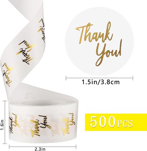 500Pcs 1.5 in Clear Thank You Stickers Round Transparent PVC Stickers, Self-Adhesive Envelope Seal Labels for Business Wedding Festival Baby Shower Birthday Party (500) in Saudi Arabia
