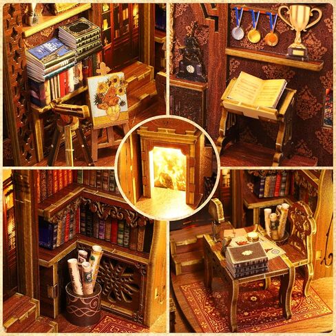 Hopgo Book Nook Kit for Adults, DIY Miniature Dollhouse Kits with LED Light, Bookend Bookshelf Insert Decor, Model Tiny House Building Kits (Pandora's Box) in Saudi Arabia