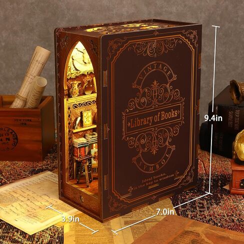 Hopgo Book Nook Kit for Adults, DIY Miniature Dollhouse Kits with LED Light, Bookend Bookshelf Insert Decor, Model Tiny House Building Kits (Pandora's Box) in Saudi Arabia