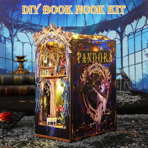 Hopgo Book Nook Kit for Adults, DIY Miniature Dollhouse Kits with LED Light, Bookend Bookshelf Insert Decor, Model Tiny House Building Kits (Pandora's Box) in Saudi Arabia