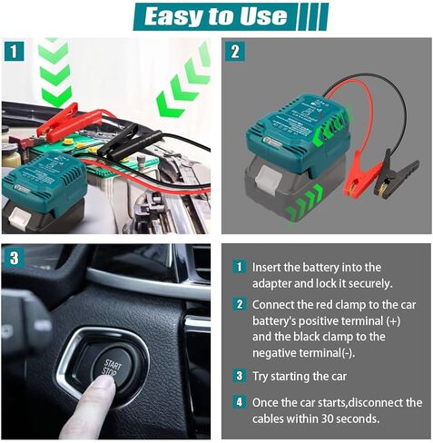 Jumper Cables for Car with Adapter for Milwaukee M18 Battery, 11AWG Cable, Jump Starting Adapter for Car Using Tool Battery Portable Jumper Cables for Car Battery to Cars, and SUVs (NO Battery) in Saudi Arabia