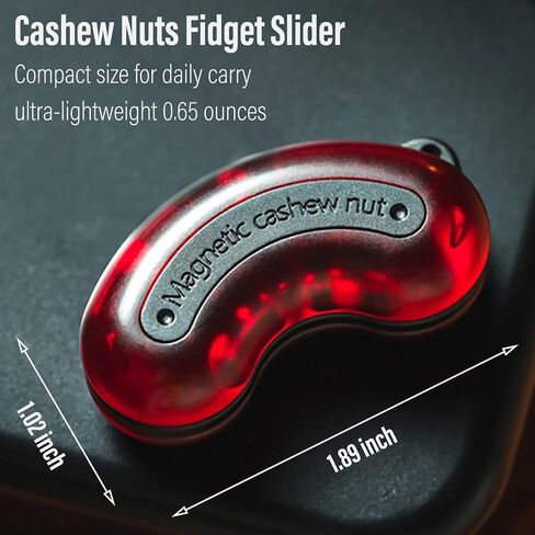 Magnetic Fidget Slider Toy, Cashew Nuts Design, 3-Layer Structure, Aviation Grade PC, 1.9 x 1 x 0.75 inches (Dark Red) in Saudi Arabia