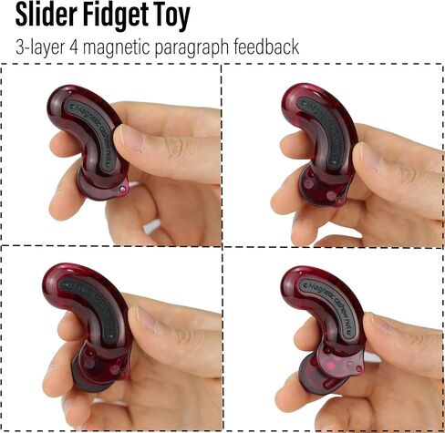Magnetic Fidget Slider Toy, Cashew Nuts Design, 3-Layer Structure, Aviation Grade PC, 1.9 x 1 x 0.75 inches (Dark Red) in Saudi Arabia