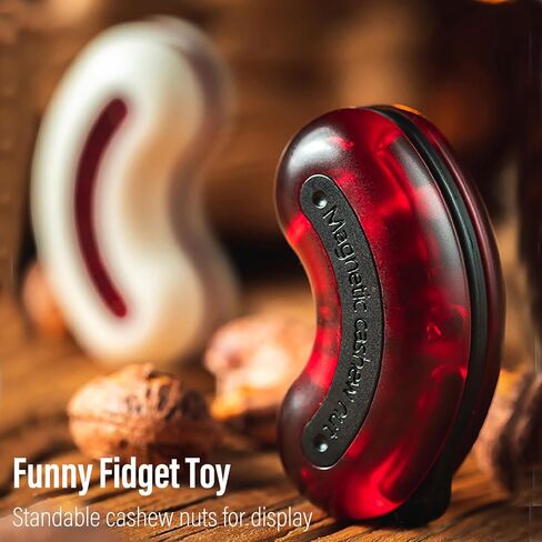 Magnetic Fidget Slider Toy, Cashew Nuts Design, 3-Layer Structure, Aviation Grade PC, 1.9 x 1 x 0.75 inches (Dark Red) in Saudi Arabia