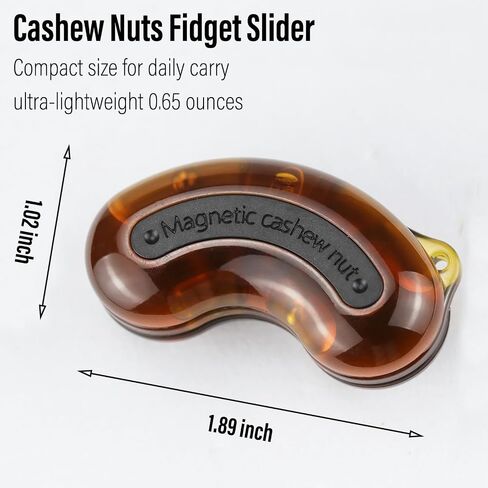 Magnetic Fidget Slider Toy, Cashew Nuts Design, 3-Layer Structure, Aviation Grade PC, 1.9 x 1 x 0.75 inches (Dark Red) in Saudi Arabia