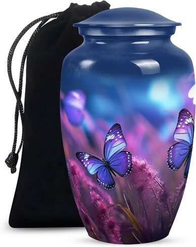 Colorful Butterflies Fly in a Meadow with Flowers - Urns for Ashes Adult Male Large - Urn Decorations - 10inch - Large - Urn for Human Ashes Adult Female & Male - Cremation Memorial Urn in Kuwait