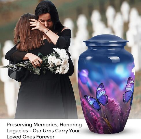 Colorful Butterflies Fly in a Meadow with Flowers - Urns for Ashes Adult Male Large - Urn Decorations - 10inch - Large - Urn for Human Ashes Adult Female & Male - Cremation Memorial Urn in Kuwait