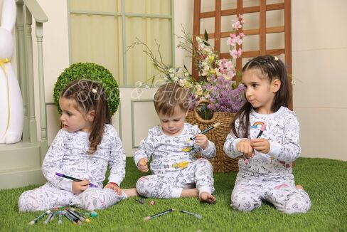 Tiko & Hayko HAND PAINTED HOMEWEAR SET/COLORING PAJAMAS SET FOR BOY AND GIRL in Saudi Arabia