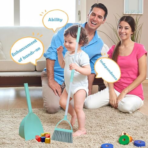 Mini Broom with Dustpan for Kids,Little Housekeeping Helper Set (Light Blue) in Kuwait