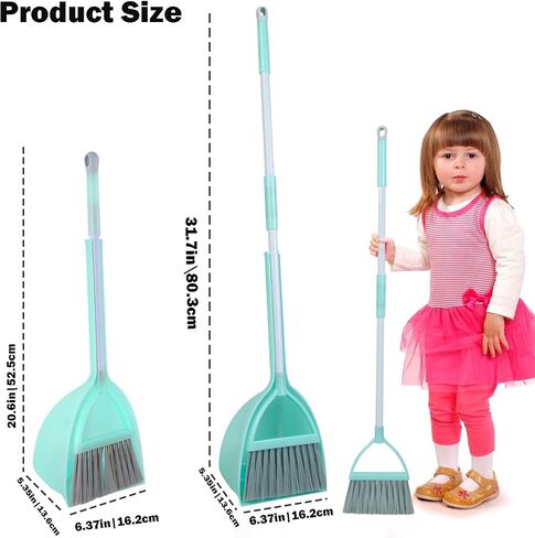 Mini Broom with Dustpan for Kids,Little Housekeeping Helper Set (Light Blue) in Kuwait