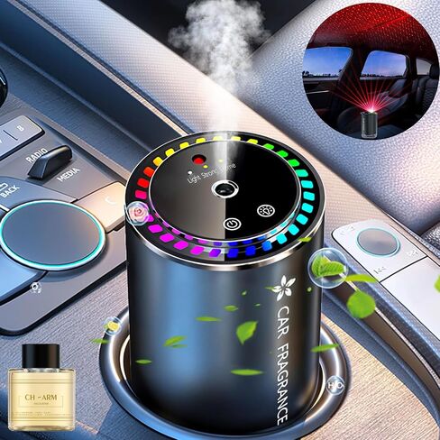 Smart Car Air Freshener Diffuser, Waterless Car Diffuser for Essential Oils with Star Projector, Music Rhythmic Light, Auto On/Off, Adjustable Concentration, Built-in Battery (Cerulean Ocean) in Saudi Arabia