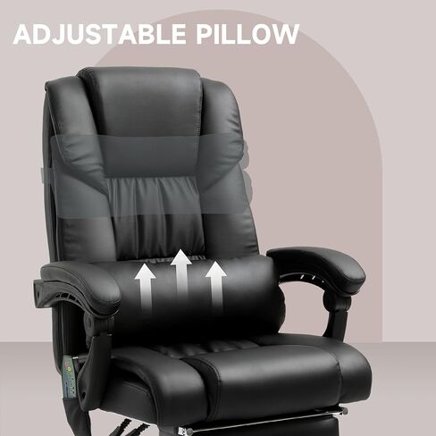 Vinsetto High Back Massage Office Chair with 6 Vibration Points, PU Leather Reclining Computer Chair, Ergonomic Desk Chair with Footrest Adjustable Height and Remote, Blue in Kuwait