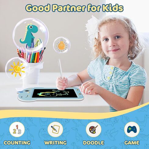 LCD كتابة الكمبيوتر اللوحي ، [جديد] لوحة رسومات الشعار المبتكرة ملونة رسم لوحي للأطفال 8.8 بوصة ، وسطوع عالية وحماية للعين ، والتعلم الهدايا والتعليم لعبة 3 4 5 6 سنوات الأولاد والبنات - الأزرق in Kuwait