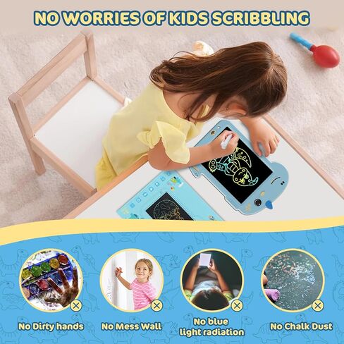 LCD كتابة الكمبيوتر اللوحي ، [جديد] لوحة رسومات الشعار المبتكرة ملونة رسم لوحي للأطفال 8.8 بوصة ، وسطوع عالية وحماية للعين ، والتعلم الهدايا والتعليم لعبة 3 4 5 6 سنوات الأولاد والبنات - الأزرق in Kuwait