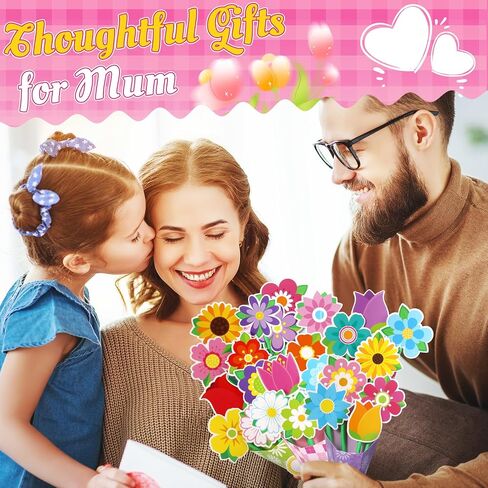 Kosiz 24 Sets Mother's Day Crafts for Kids Flower Bouquet Crafts Kit DIY Flower Bouquet Kit Make Your Own Mother's Day Floral Gifts for School Classroom DIY Gifts Activities Party Supplies(Retro) in Saudi Arabia