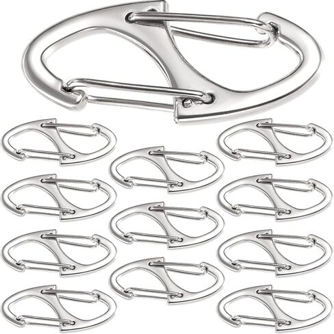 HINZIC 8pcs Anti Theft Zipper Clips, Zinc Alloy Dual Opening Zipper Lock for Outdoor, S-Shaped Spring Carabiner Clasps for Backpacks Luggage Purses Clothing- Black & Silver in Saudi Arabia