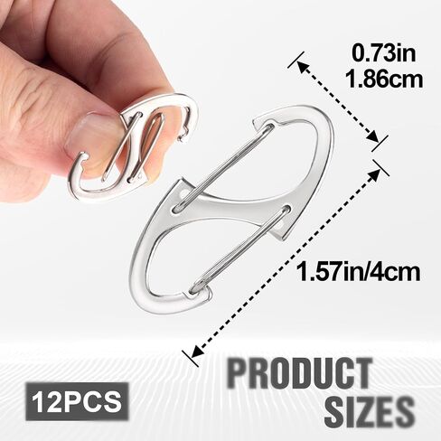 HINZIC 8pcs Anti Theft Zipper Clips, Zinc Alloy Dual Opening Zipper Lock for Outdoor, S-Shaped Spring Carabiner Clasps for Backpacks Luggage Purses Clothing- Black & Silver in Saudi Arabia