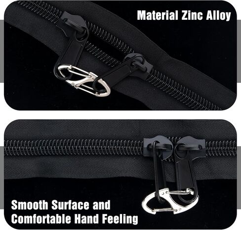 HINZIC 8pcs Anti Theft Zipper Clips, Zinc Alloy Dual Opening Zipper Lock for Outdoor, S-Shaped Spring Carabiner Clasps for Backpacks Luggage Purses Clothing- Black & Silver in Saudi Arabia