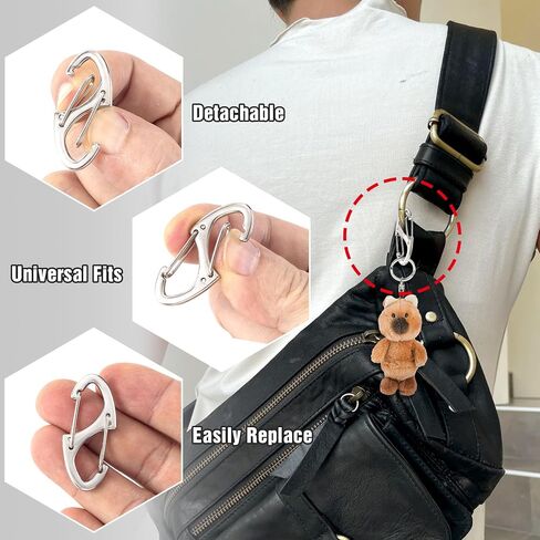 HINZIC 8pcs Anti Theft Zipper Clips, Zinc Alloy Dual Opening Zipper Lock for Outdoor, S-Shaped Spring Carabiner Clasps for Backpacks Luggage Purses Clothing- Black & Silver in Saudi Arabia