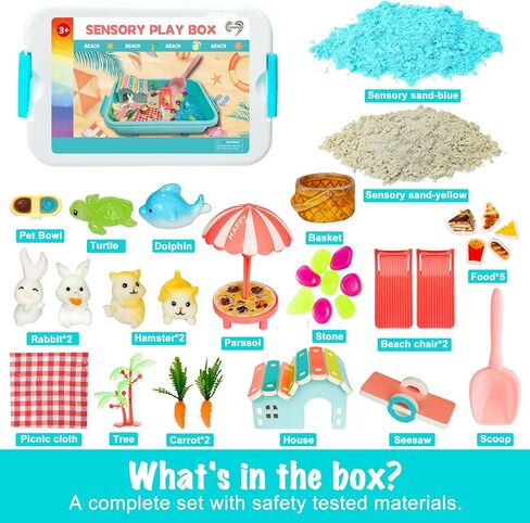 Pet Sensory Bin,Hamster and Rabbit Habitat,Animal Sensory Sand Kit for Boys and Girls, Pet Sensory Toys,Summer Beach Toys, Sandbox Play Set for Toddler Ages 3 4 5 6 7 8 in Saudi Arabia