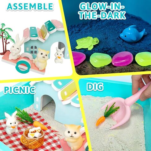 Pet Sensory Bin,Hamster and Rabbit Habitat,Animal Sensory Sand Kit for Boys and Girls, Pet Sensory Toys,Summer Beach Toys, Sandbox Play Set for Toddler Ages 3 4 5 6 7 8 in Saudi Arabia