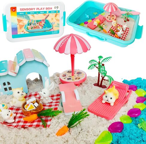 Pet Sensory Bin,Hamster and Rabbit Habitat,Animal Sensory Sand Kit for Boys and Girls, Pet Sensory Toys,Summer Beach Toys, Sandbox Play Set for Toddler Ages 3 4 5 6 7 8 in Saudi Arabia