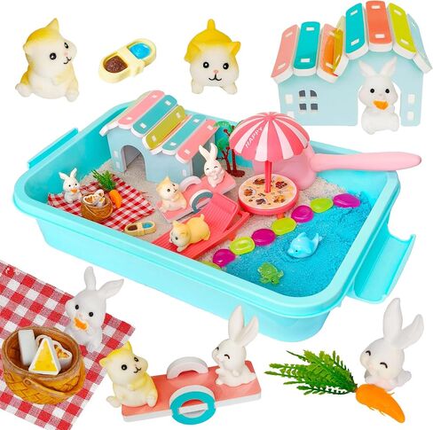 Pet Sensory Bin,Hamster and Rabbit Habitat,Animal Sensory Sand Kit for Boys and Girls, Pet Sensory Toys,Summer Beach Toys, Sandbox Play Set for Toddler Ages 3 4 5 6 7 8 in Saudi Arabia
