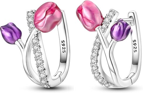 Parmuz 925 Sterling Silver Hoop Earrings Star Moon Hoop Earrings for Women Colorful Cubic Zirconia Small Huggie Large Big Hoops Various Trendy Earrings Jewelry for Christmas Gift in Saudi Arabia